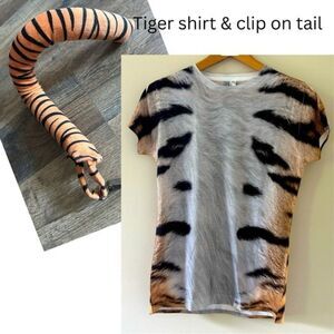 Sublivie Realistic Tiger Fur Print shirt size L runs small like women’s M